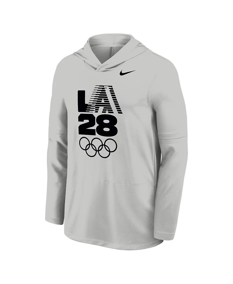 Nike Men's Gray LA28 Summer Olympics Lightweight Dri-fit Long Sleeve Hoodie