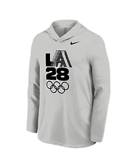 Nike Men's Gray LA28 Summer Olympics Lightweight Dri-fit Long Sleeve Hoodie
