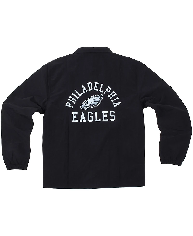 Wes & Willy Big Boys and Girls Black Philadelphia Eagles T Buck's Full-Snap Coaching Jacket