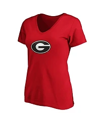 Fanatics Women's Red Georgia Bulldogs Primary Logo V-Neck T-Shirt