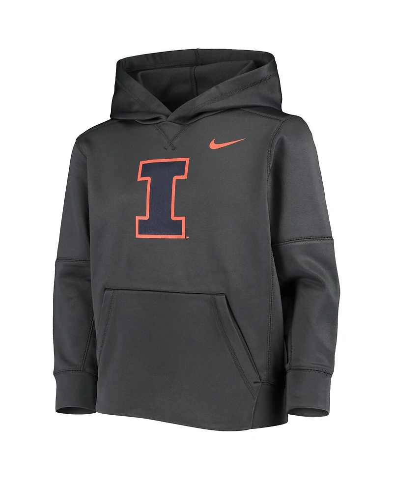 Nike Big Boys and Girls Anthracite Illinois Fighting Illini Ko Performance Pullover Hoodie