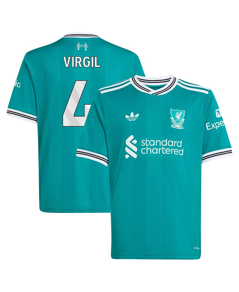 Adidas Big Boys and Girls Virgil van Dijk Green Liverpool 2025/26 Third Replica Player Jersey