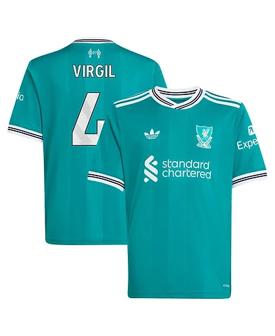 Adidas Big Boys and Girls Virgil van Dijk Green Liverpool 2025/26 Third Replica Player Jersey