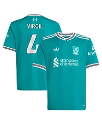 Adidas Big Boys and Girls Virgil van Dijk Green Liverpool 2025/26 Third Replica Player Jersey
