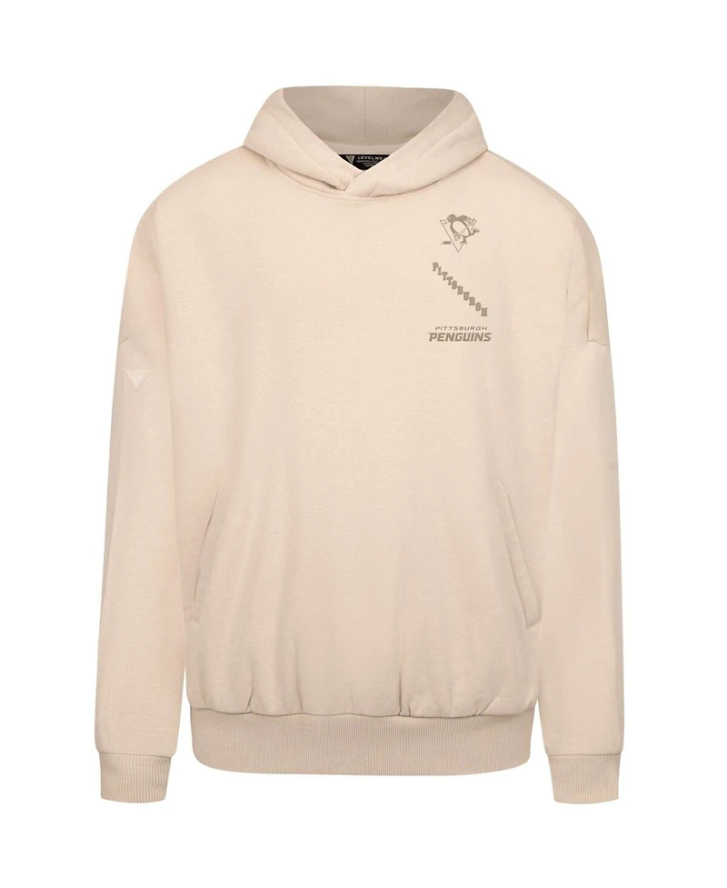 LevelWear Men's Cream Pittsburgh Penguins Contact Stamp Pullover Hoodie
