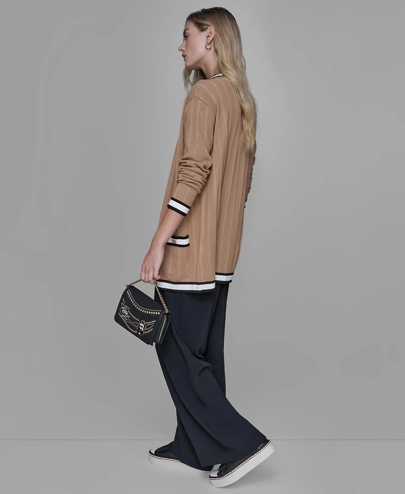 Karl Lagerfeld Paris Petite V-neck Long-Sleeve Sweater