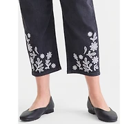 Style & Co Plus Size Embroidered High-Rise Straight-Leg Cropped Jeans, Macy's Exclusive