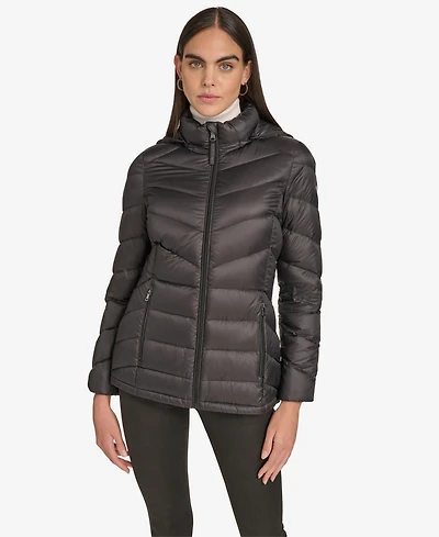 Calvin Klein Women's Short Faux Fur Collar Puffer Jacket