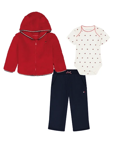 Tommy Hilfiger Baby Girls Jacket, Bodysuit and Pants, 3-Piece Set