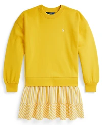 Polo Ralph Lauren Girls 7-16 Striped Skirt Loopback Fleece Long-Sleeve Dress