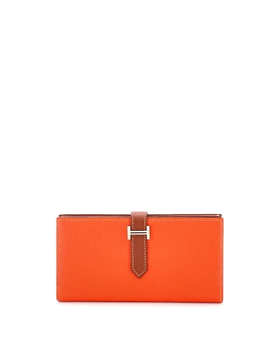 Pre-Owned HERMES Long Bearn Wallet Chevre Mysore