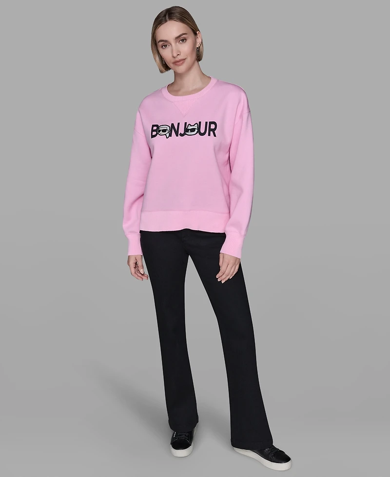Karl Lagerfeld Paris Petite Crewneck Pull-on Sweater