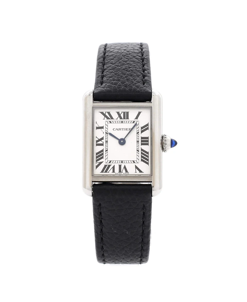 Pre-Owned Cartier Must de Cartier Tank Quartz Watch in Stainless Steel and Leather 22mm