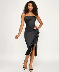 Emerald Sundae Juniors' Ruffled Side-Pleated Dress