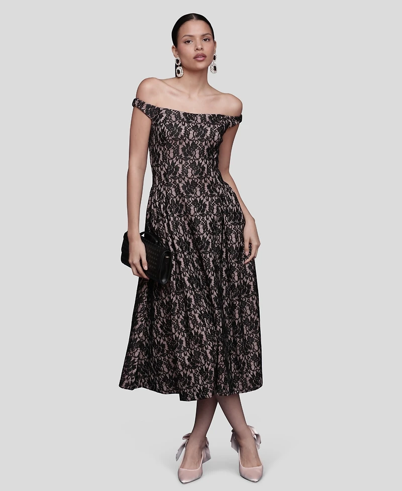 Avec Les Filles Women's Sleeveless Off the Shoulder Dress