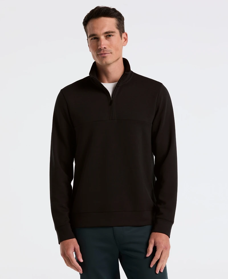 Perry Ellis Men's Neoprene Quarter Zip Long-Sleeve Sweater