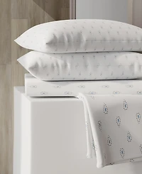 Color Sense Brushed Cool Crisp Percale Printed 3-Pc. Sheet Set, Twin Xl