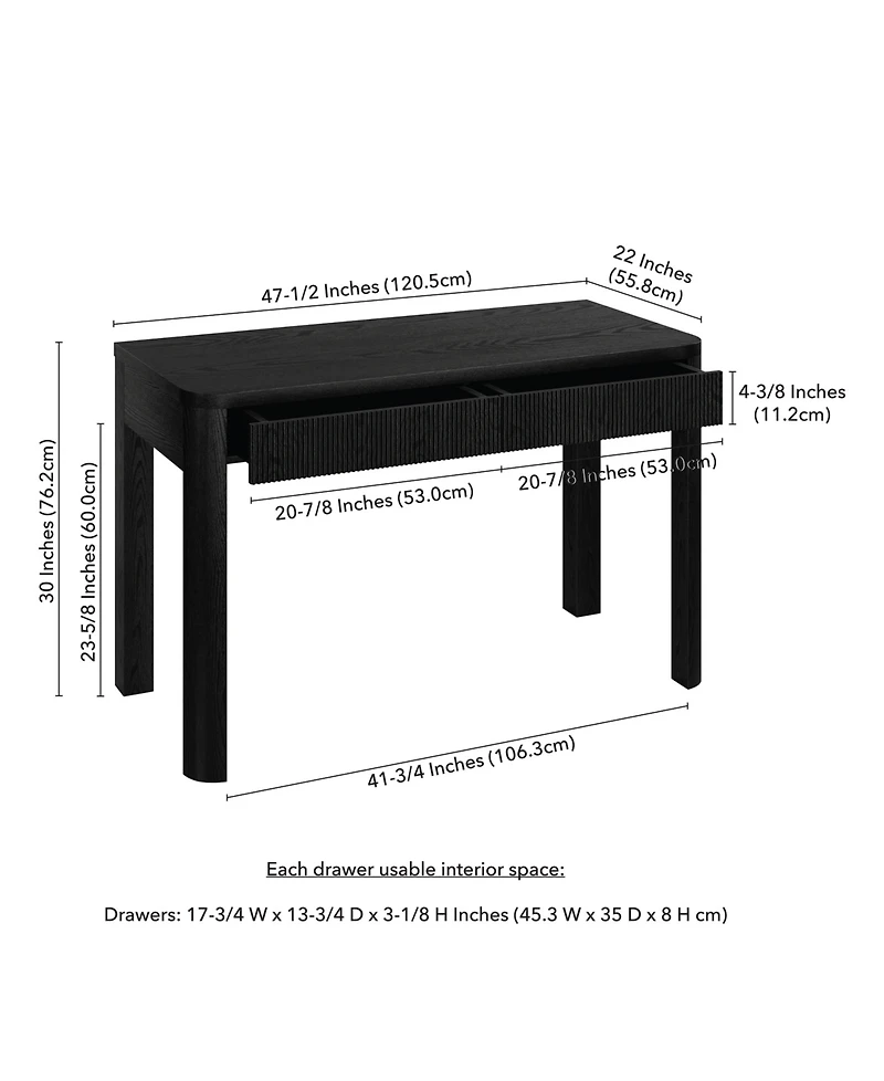 Hudson & Canal Mendoza 48" Wood Wide Rectangular Desk