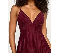 Emerald Sundae Juniors' V-Neck Ruffle-Tiered Sleeveless Gown