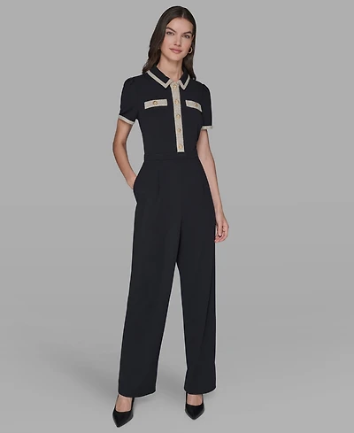 Karl Lagerfeld Paris Women's Collared Jumpsuit