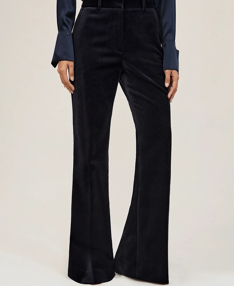 Reiss Women's Cotton Velvet Satin-Stripe Flared Pants