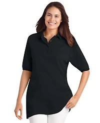Woman Within Women's Elbow-Sleeve Polo Tunic