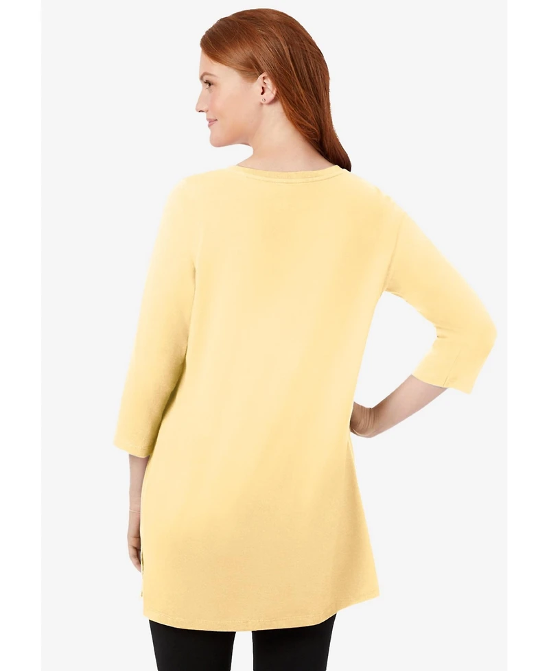 Woman Within Women's Perfect Three-Quarter-Sleeve Scoopneck Tunic