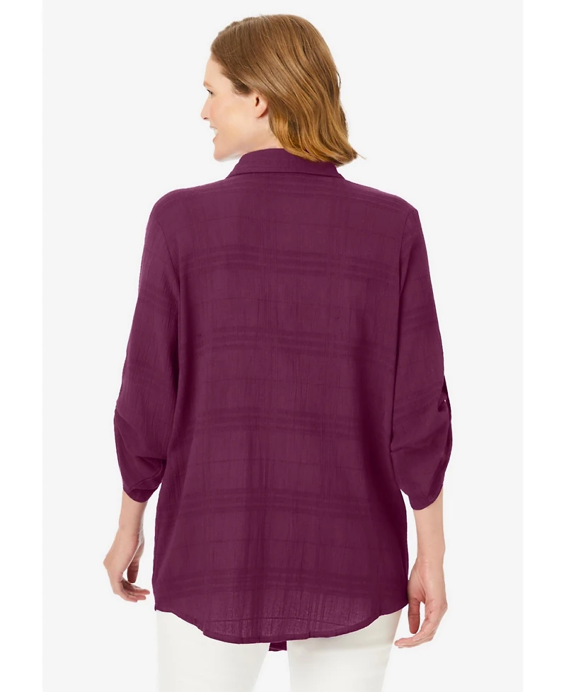 Woman Within Women's Cotton Gauze Bigshirt