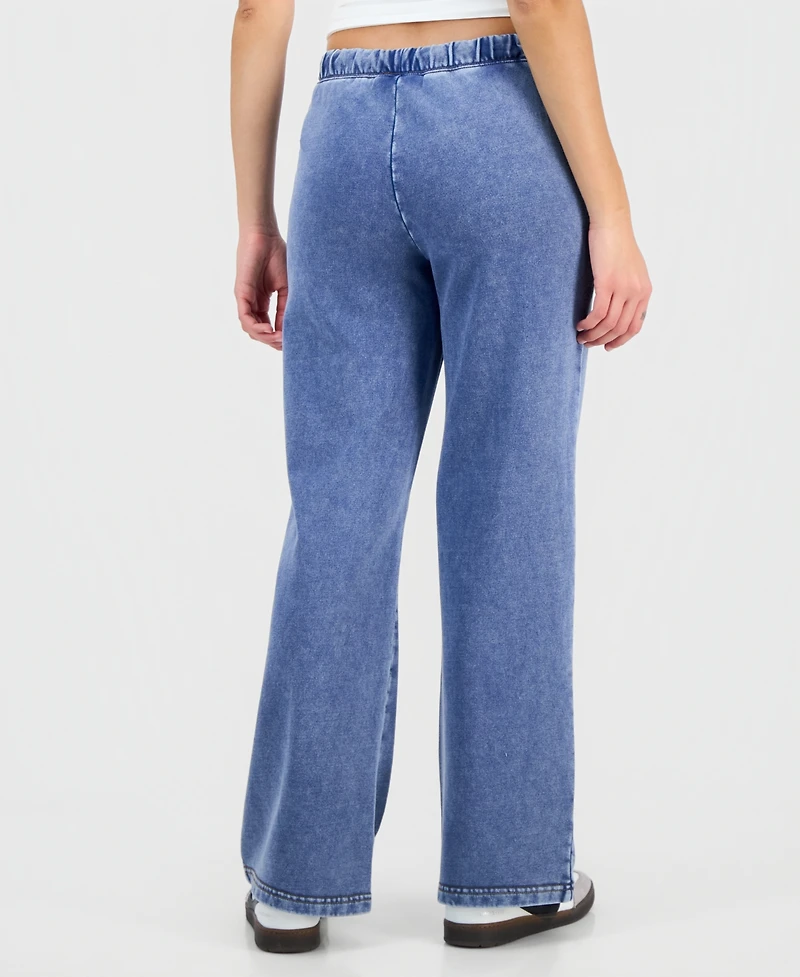 And Now This Petite Faux-Denim French Terry Wide-Leg Pants, Macy's Exclusive