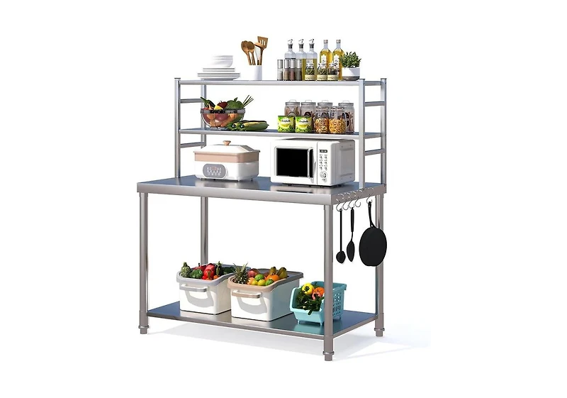Aecojoy Stainless Steel Table with Overshelves 48"x24" Prep Table for Commercial