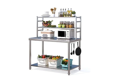 Aecojoy Stainless Steel Table with Overshelves 48"x24" Prep Table for Commercial