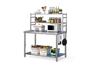 Aecojoy Stainless Steel Table with Overshelves 48"x24" Prep Table for Commercial