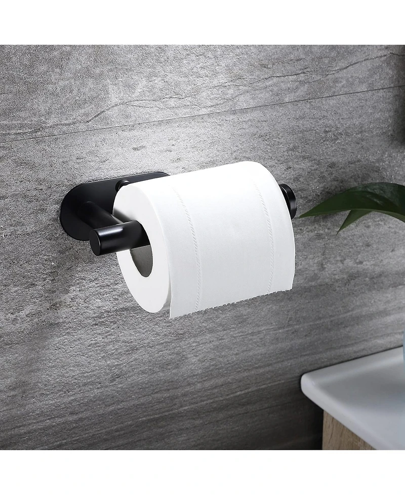Adhesive Paper Holder - Self Adhesive Black Comfort Room Paper Roll Holder Wall Mount for Bathroom and Kitchen, Sus-304 Stainless Steel