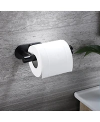 Adhesive Paper Holder - Self Adhesive Black Comfort Room Paper Roll Holder Wall Mount for Bathroom and Kitchen, Sus-304 Stainless Steel