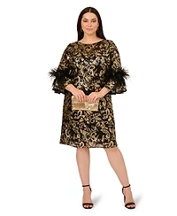 Adrianna Papell Plus Sequin Embroidered Cocktail Dress