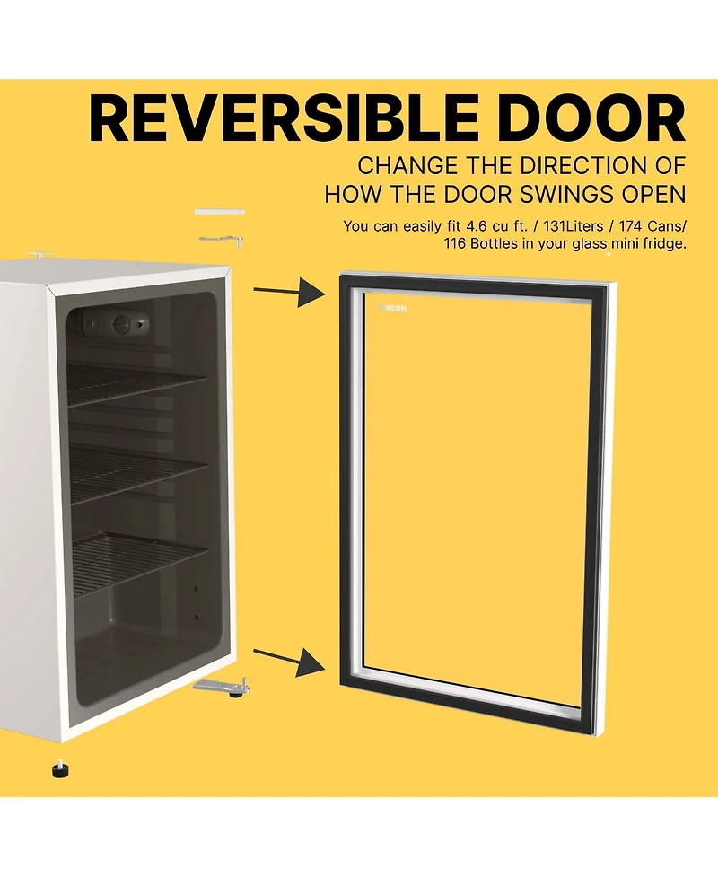 Premium 131 L Glass Door Beverage Refrigerator 4.6 Cu. Ft. Freestanding Mini Fridge in White