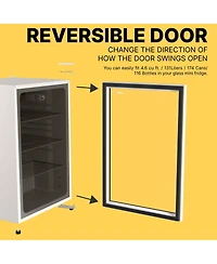 Premium 131 L Glass Door Beverage Refrigerator 4.6 Cu. Ft. Freestanding Mini Fridge in White