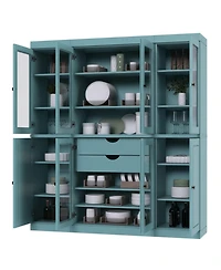 Palace Imports 100% Solid Wood 65" Pantry China Cabinet with Raised Panel, Clear Glass Doors