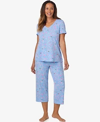 Cuddl Duds Women's Short Sleeve Cropped Pj Set