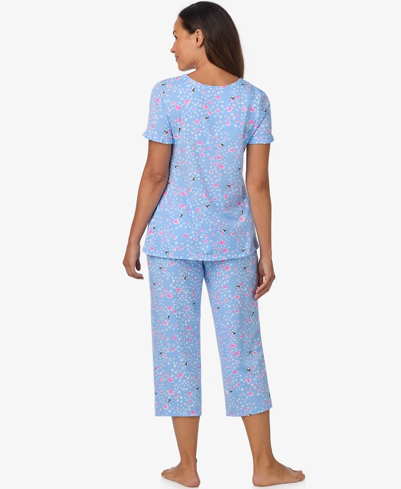 Cuddl Duds Women's Short Sleeve Cropped Pj Set