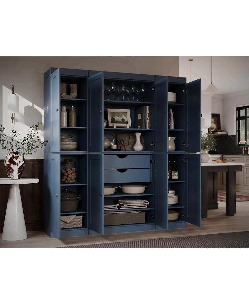 Palace Imports 100% Solid Wood 65" Pantry Cabinet with Shaker Doors, 2-Drawers & Adjustable Shelves