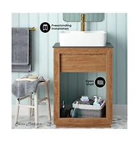 Swiss Madison24" Reclaimed Wood Vanity, Slate Countertop and Single Hole Vessel Sink