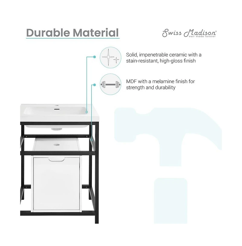 Ivy 24" Freestanding Bathroom Vanity in Black with Sink Top