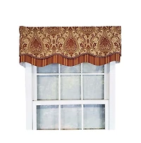 Rlf Home Chenille Fabric with Damask Motive Paisley Dream Glory Valance 3" Rod Pocket 50" x 16" Gold/Bronze