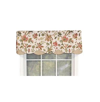 Rlf Home Gianna Petticoat Valance Red. 3"Rod Pocket, Contrast Bottom fabric. 50"W x 15"L