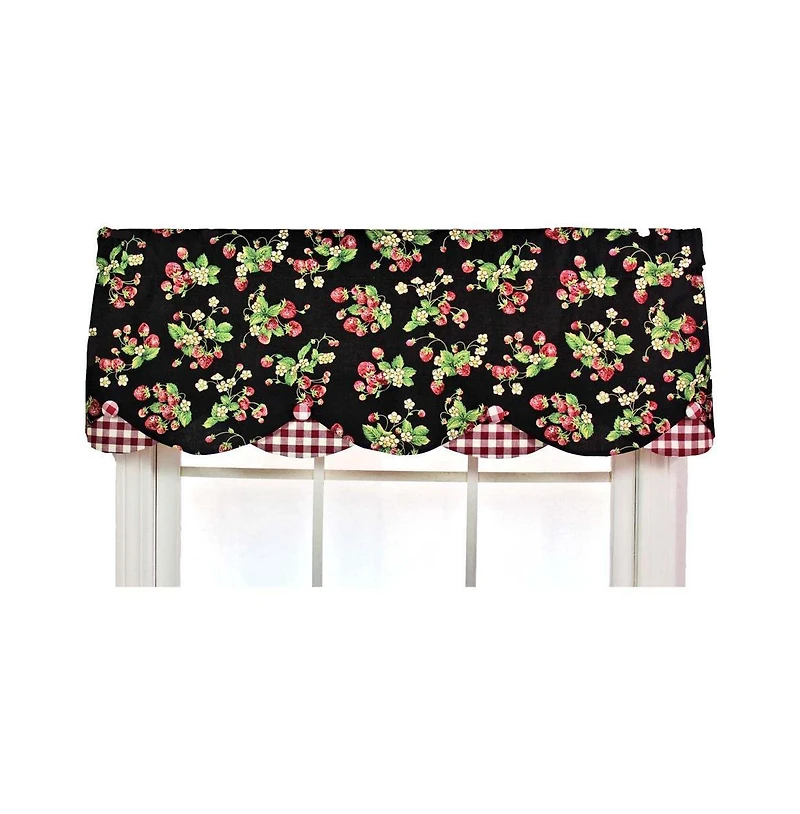 Strawberry Style Fields Petticoat 3" Rod Pocket Valance 50" x 15" Black by Rlf Home