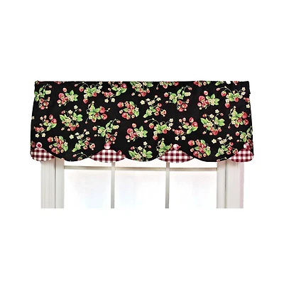 Strawberry Style Fields Petticoat 3" Rod Pocket Valance 50" x 15" Black by Rlf Home