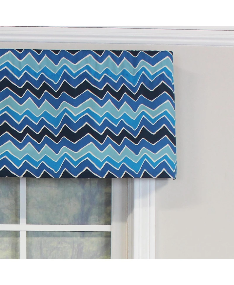 Rlf Home See Saw Tailored 100% Cotton with Fully Lined 3" Rod Pocket Valnance for Windows 50" x 14" Blue