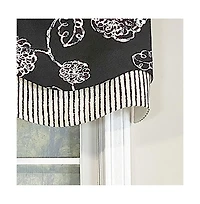 Rlf Home Pouf Floral Glory Valance Black. 3" Rod Pocket, Layered. 50"W X 16"L