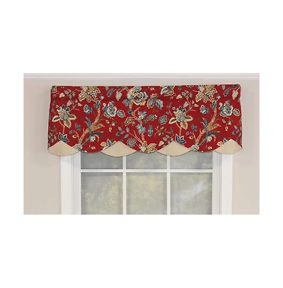 Rlf Home Gianna Petticoat Valance Red. 3"Rod Pocket, Contrast Bottom fabric. 50"W x 15"L